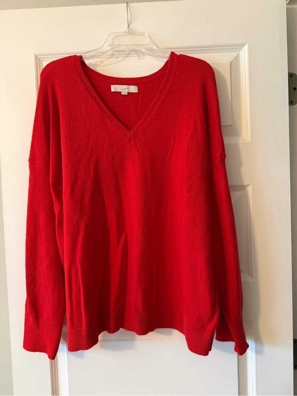 LOFT Women's V-Neck Red Sweater